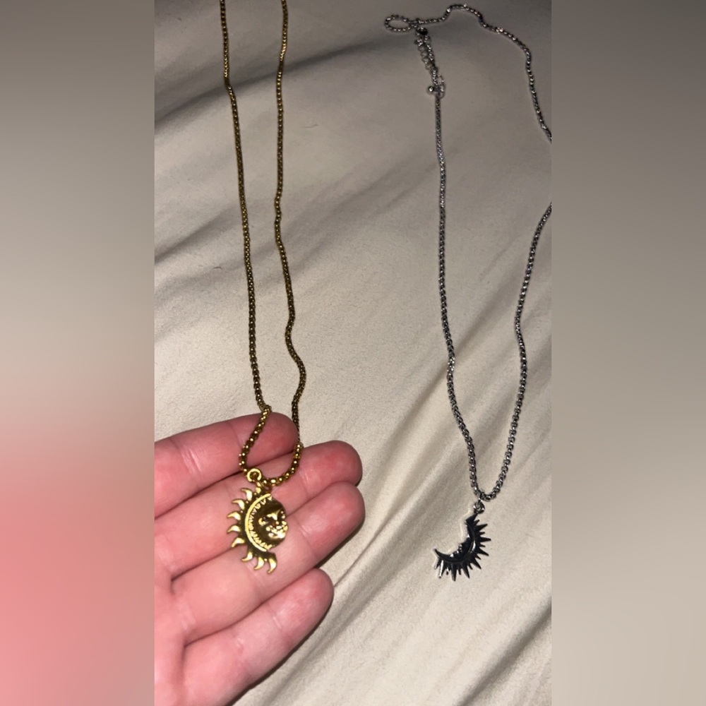 Sun and moon friendship necklace